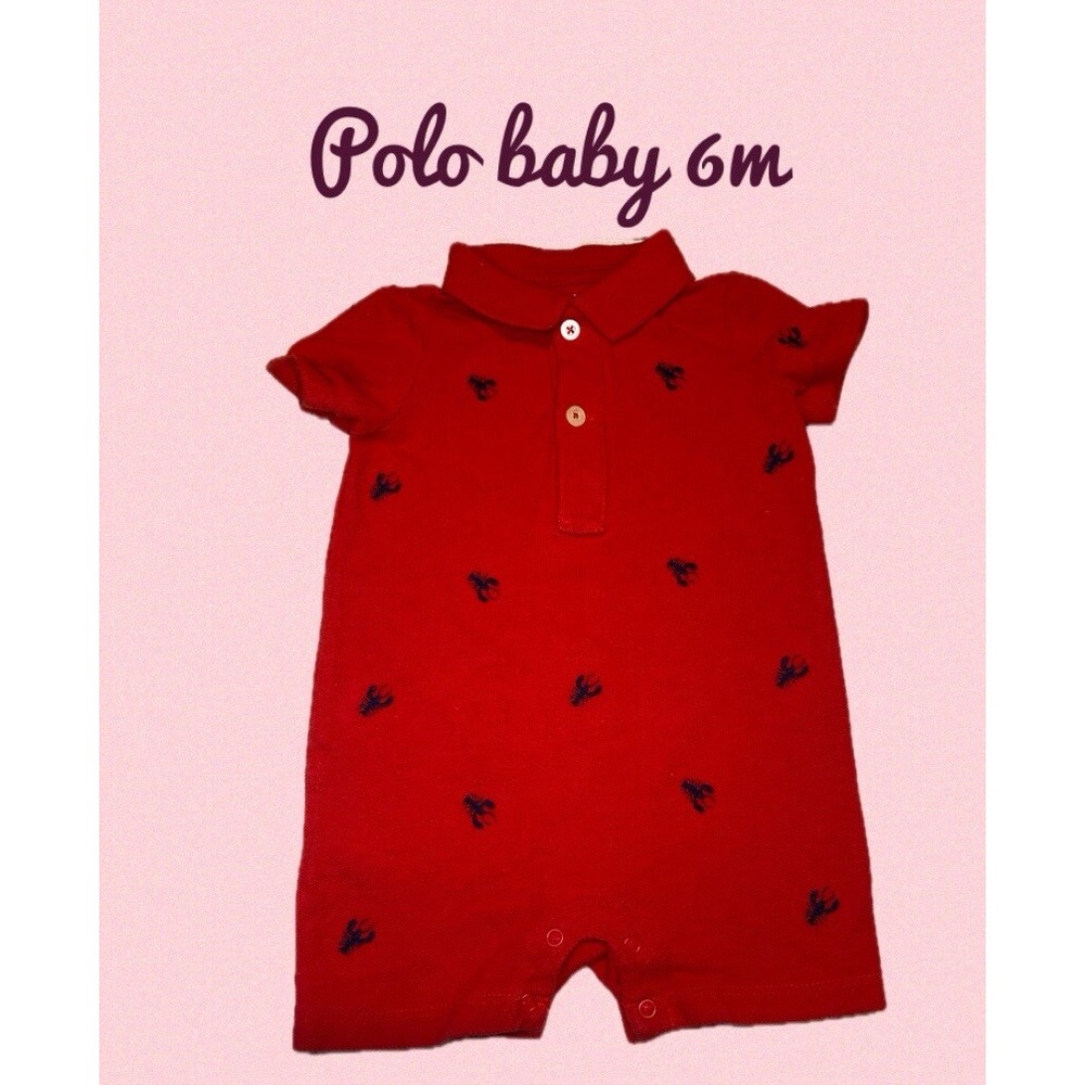 Ralph Lauren Lobster Cotton Polo Shortall - Baby Sz 6m